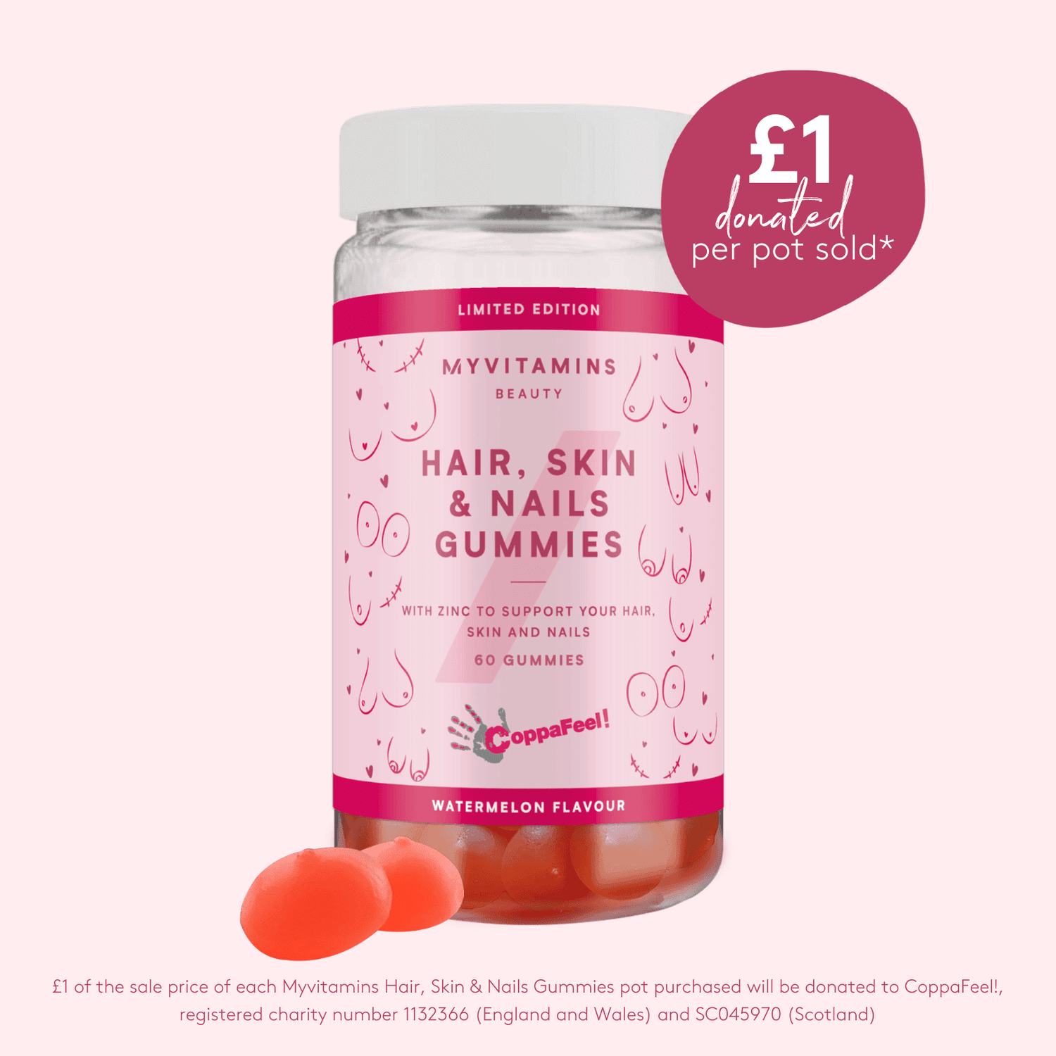 CoppaFeel! x Myvitamins Hair, Skin & Nails Gummies - Limited Edition